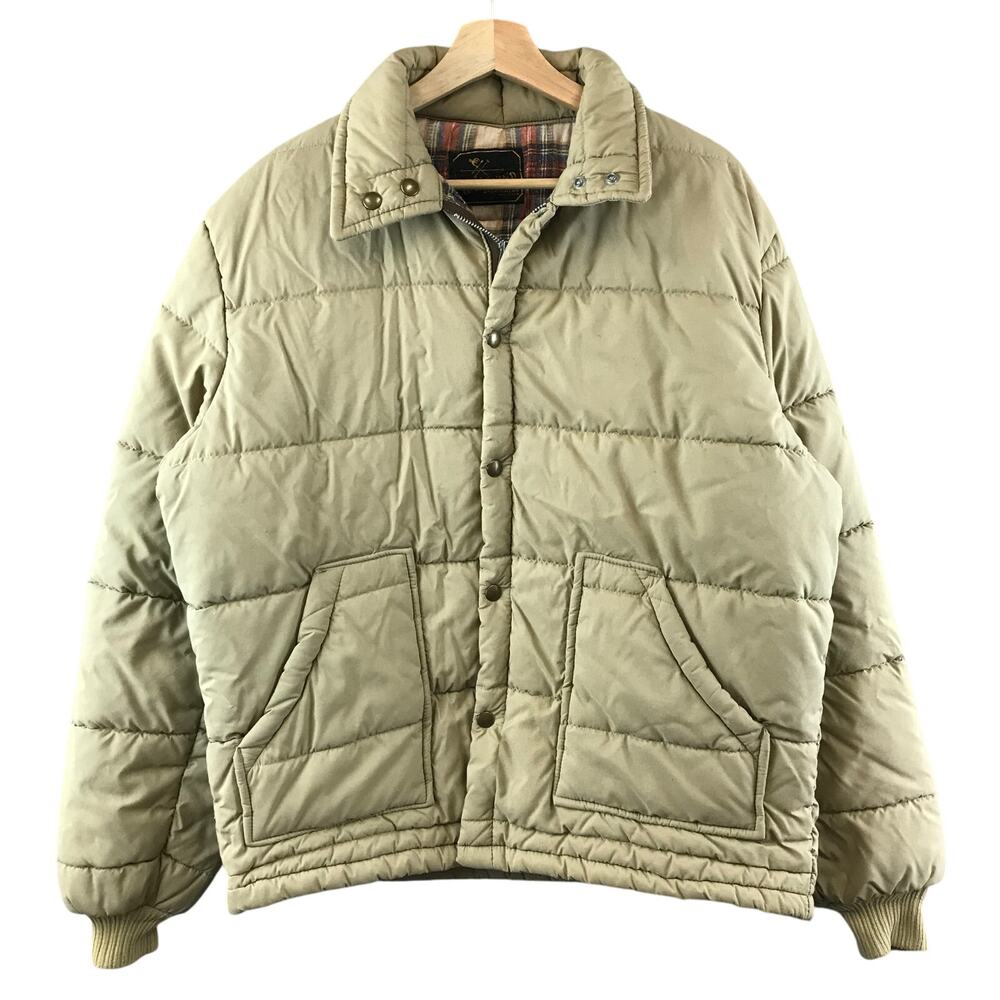 Vintage Westwind Sportswear Tan USA Quilted flannel Lined Men’s full zip XL